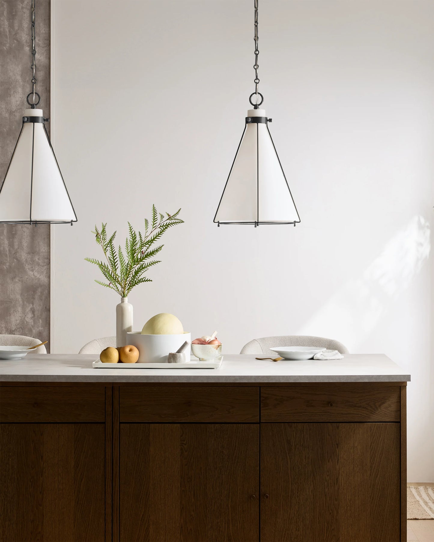 Iron and Opal Glass Conical Pendant Light - One Size / Brass