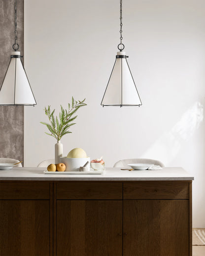 Iron and Opal Glass Conical Pendant Light - One Size / Brass