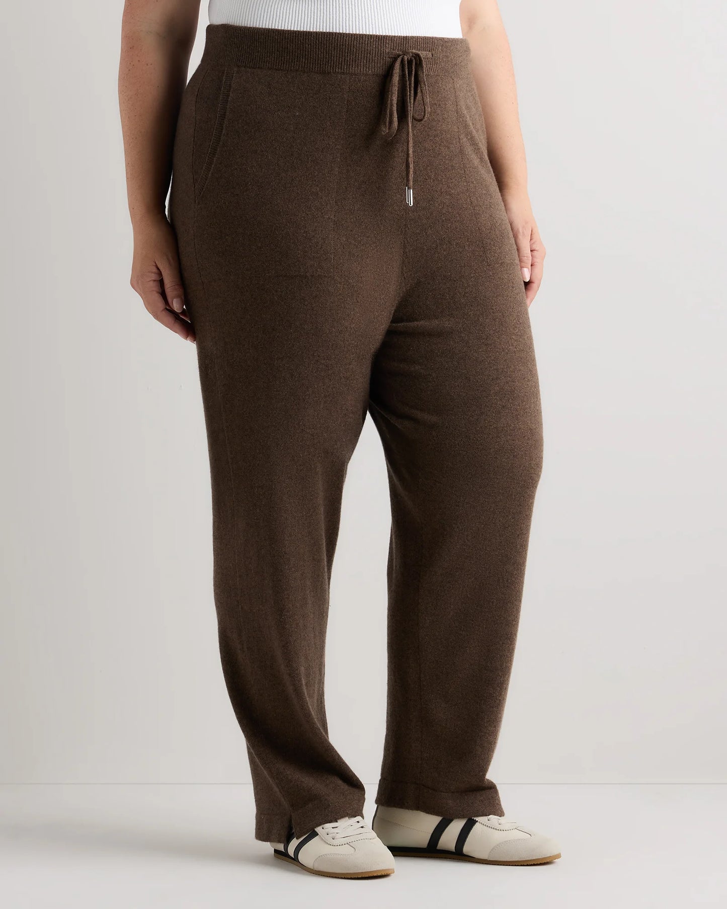 Mongolian Cashmere Straight Leg Pants - 1X / Brown
