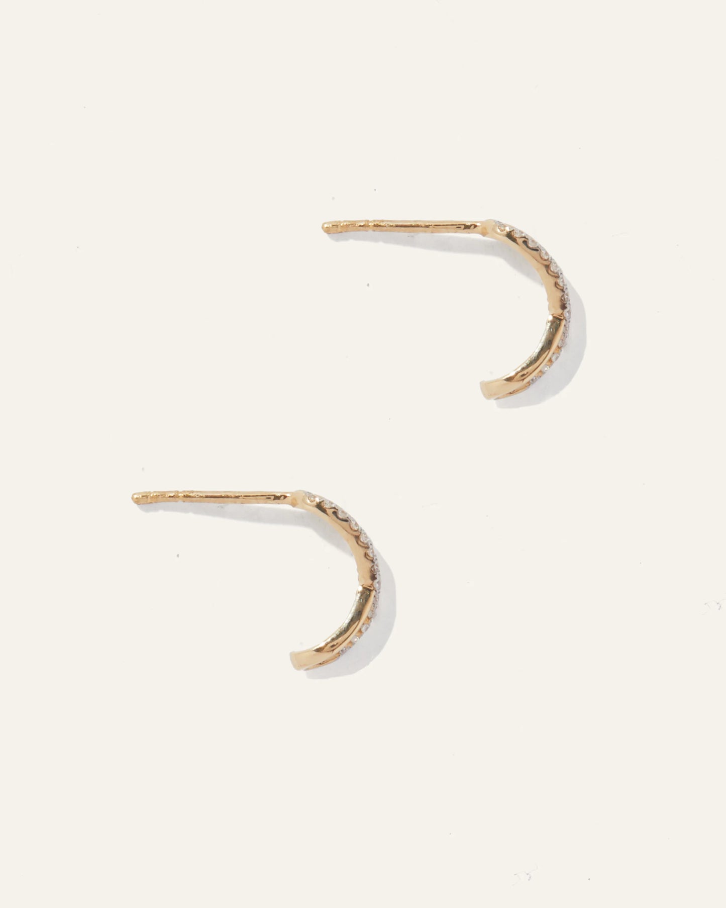 14K Gold Pave Diamond X Hoops - One Size / Yellow Gold