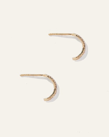 14K Gold Pave Diamond X Hoops - One Size / Yellow Gold