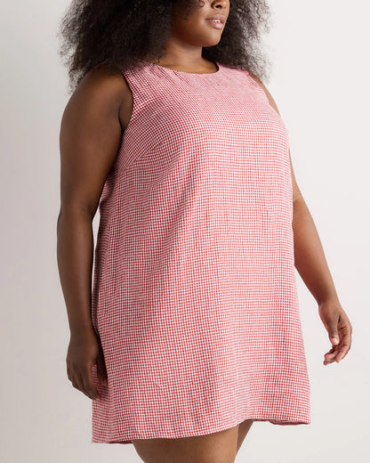 100% European Linen Tank Mini Dress - 1X / Black