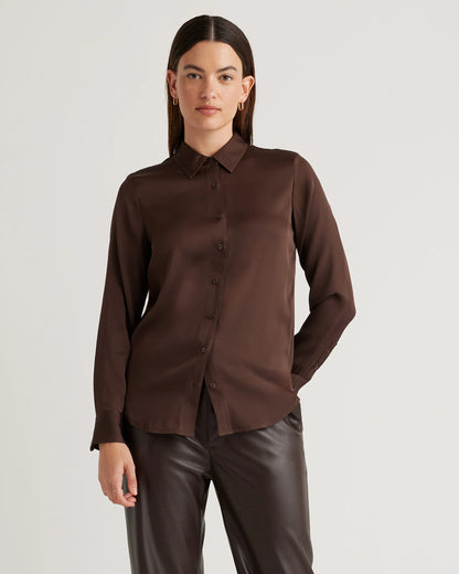 Washable Stretch Silk Blouse - XS / Moonstone Blue