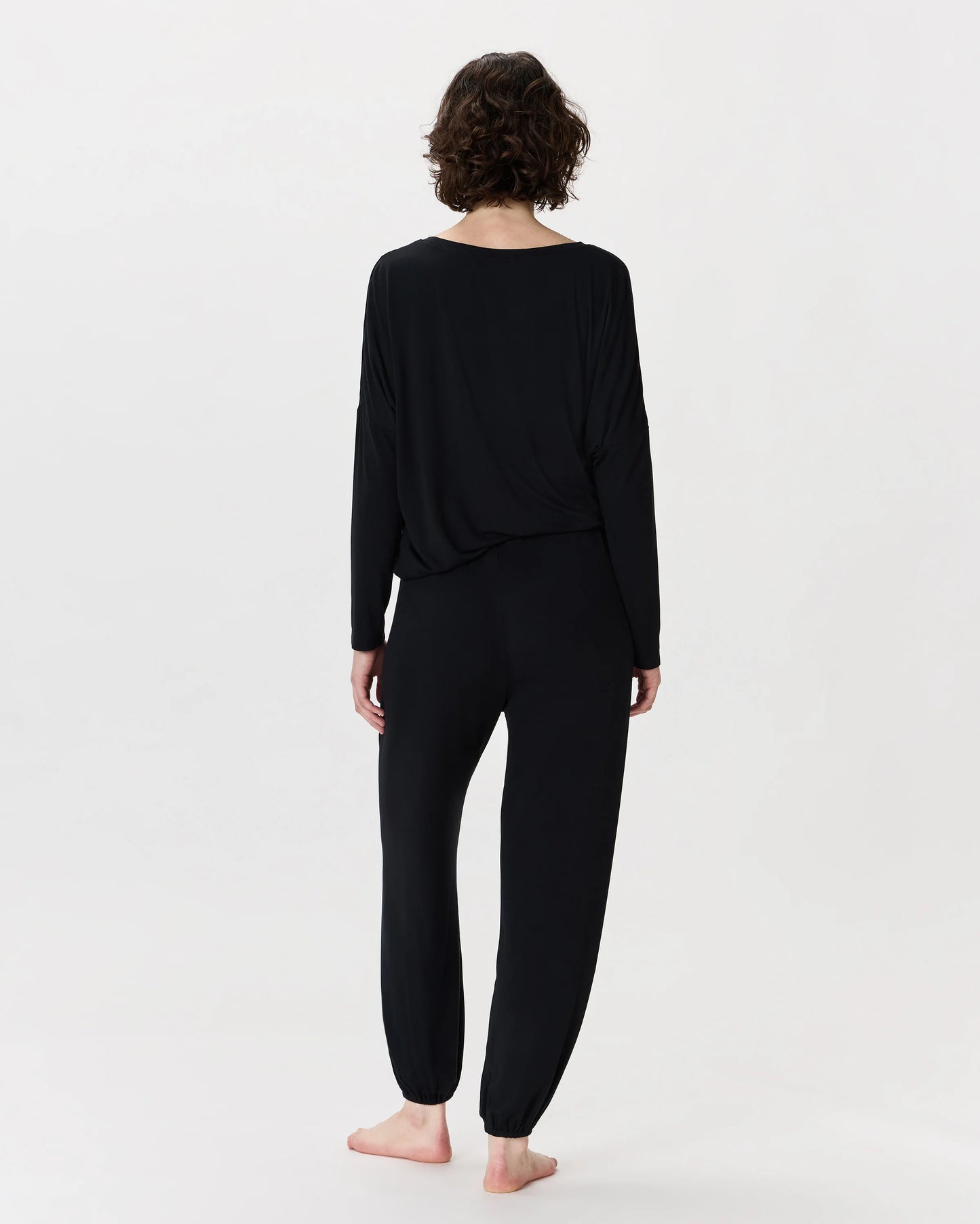Bamboo Jersey Slouchy Pajama Set - XS / True Black