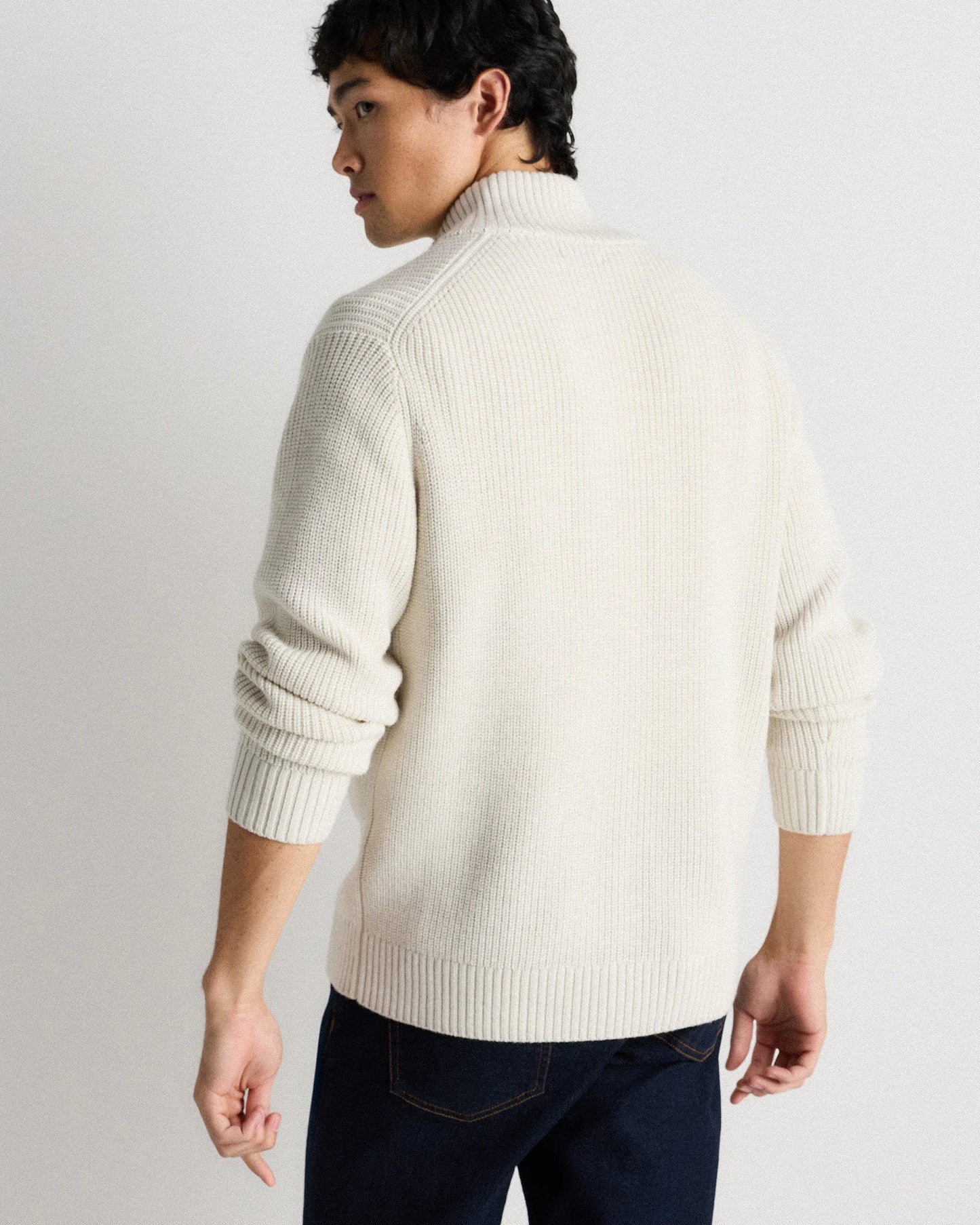 Australian Merino Wool Full Zip Sweater - S / Heather Bone