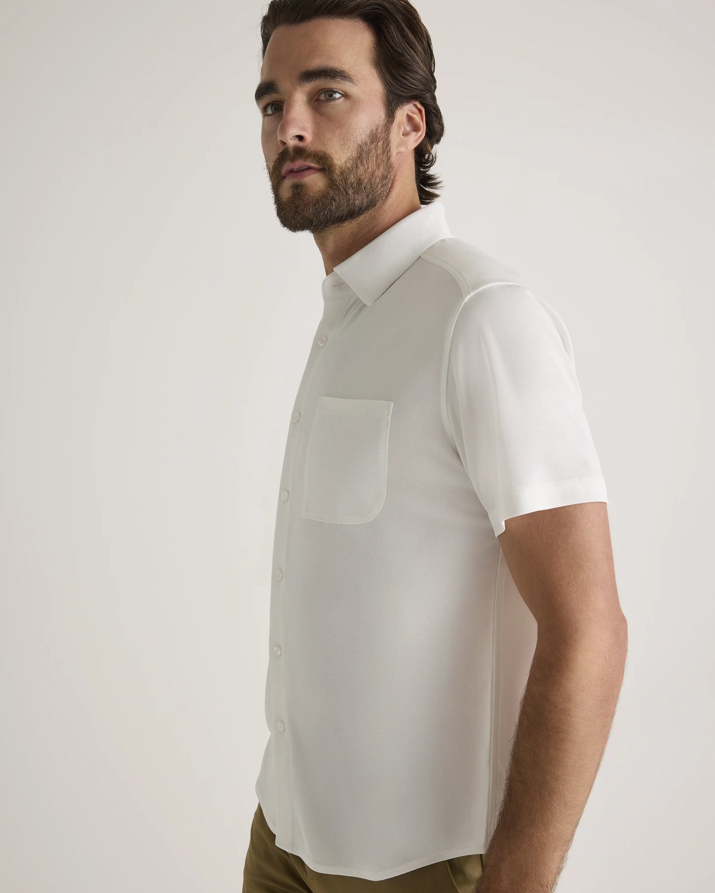 Commuter Stretch Pique Short Sleeve Button Down - S / Black