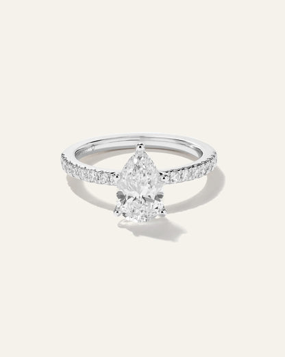 Lab Grown Diamond Pear Petite Pave Engagement Ring - 1.5ct - 4 / Yellow Gold
