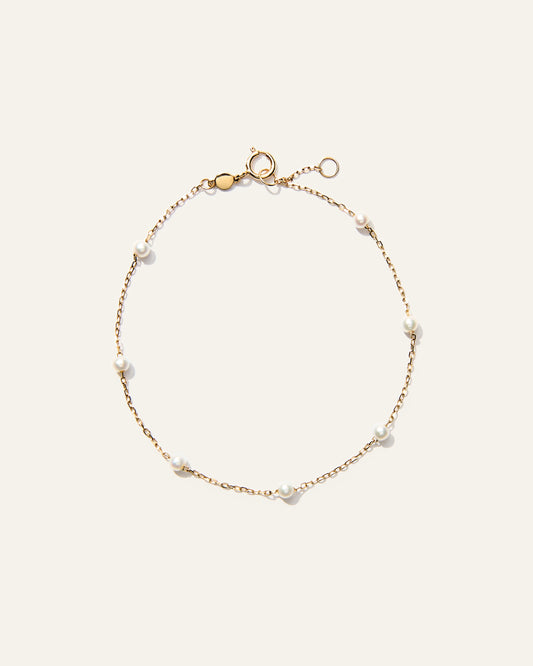 14K Gold Gemstone Station Stackable Bracelet - 6.5" / Yellow Gold