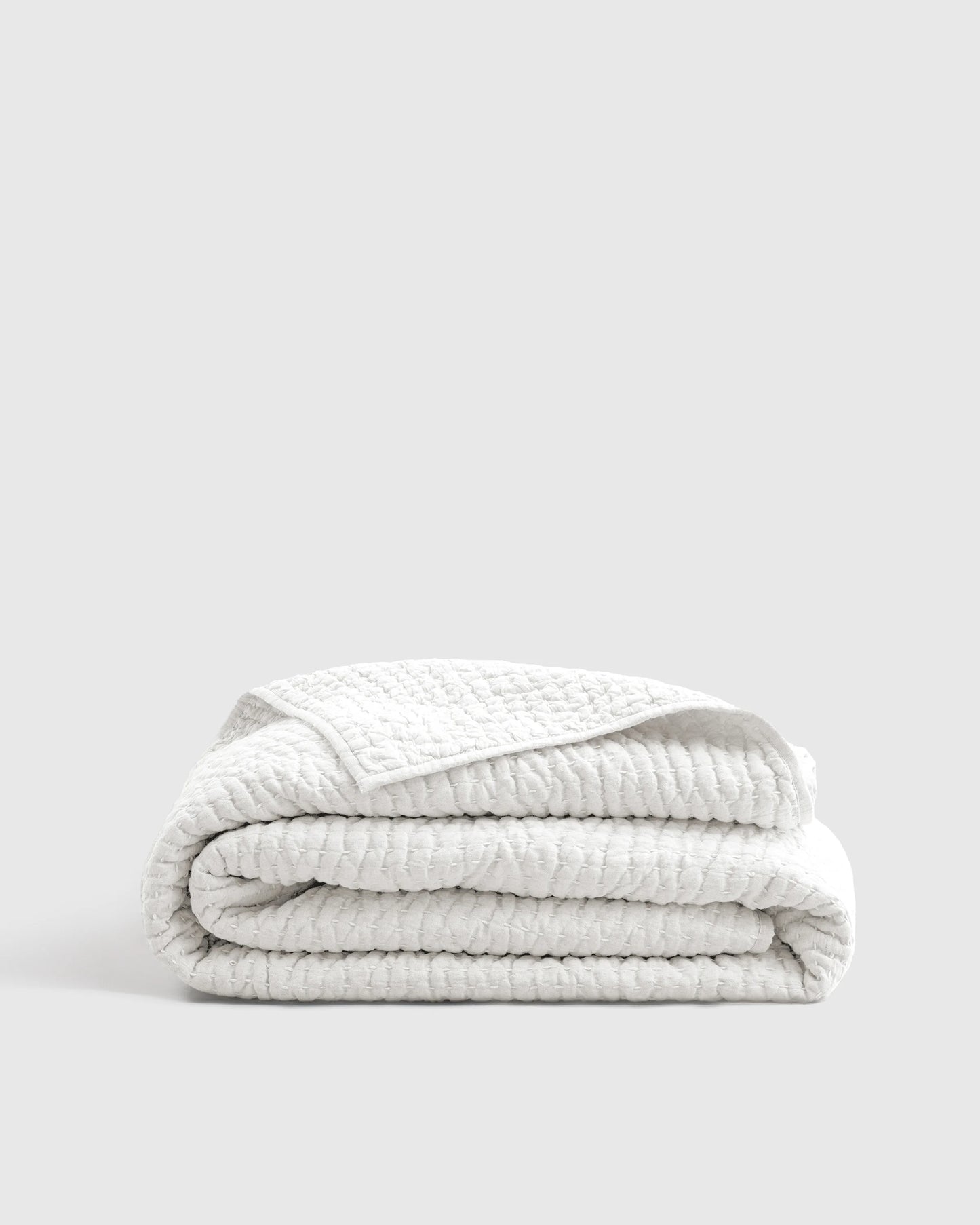 European Linen Cotton Stitch Quilt - Twin / Stone
