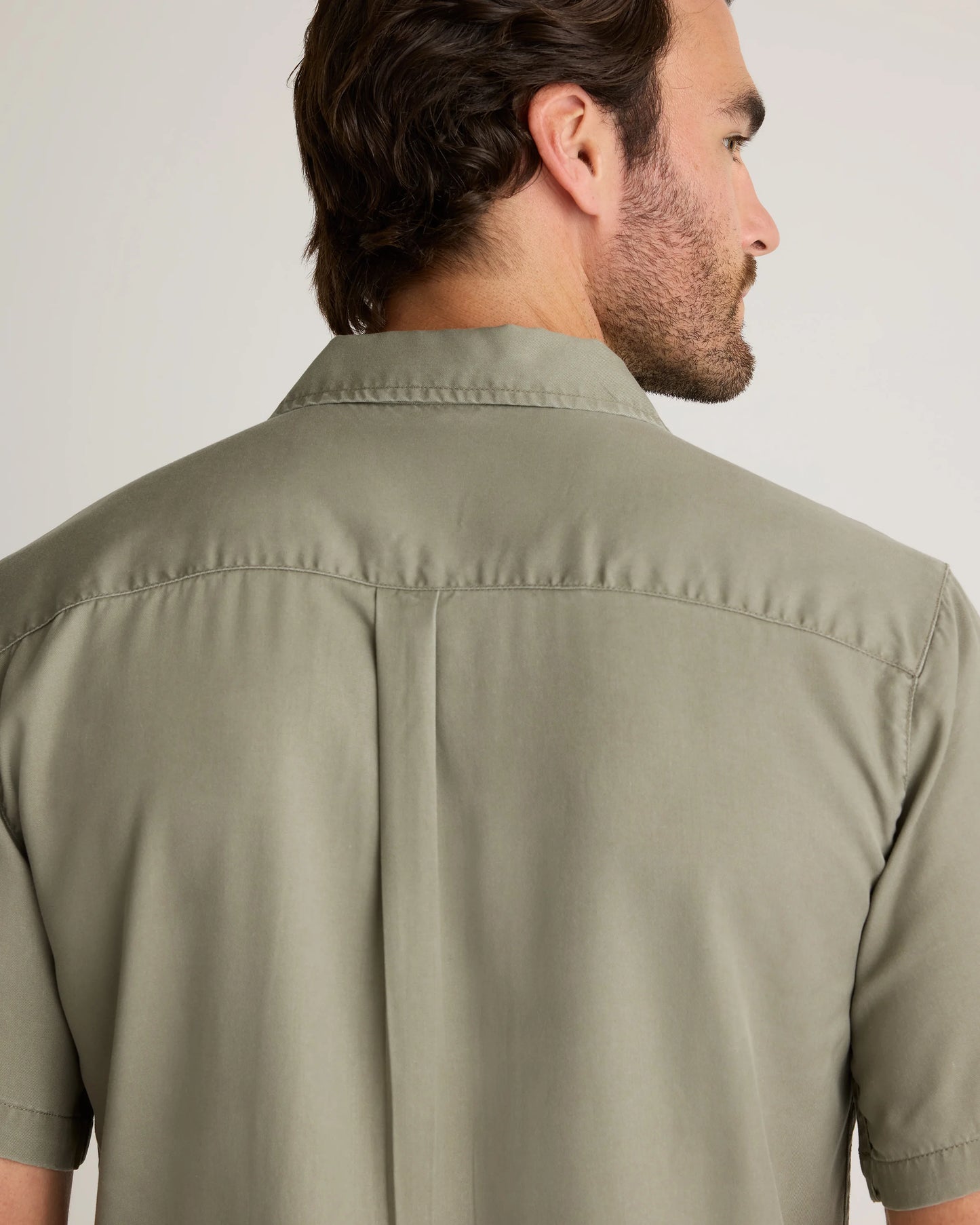 Vintage Wash Tencel Camp Shirt - S / Olive