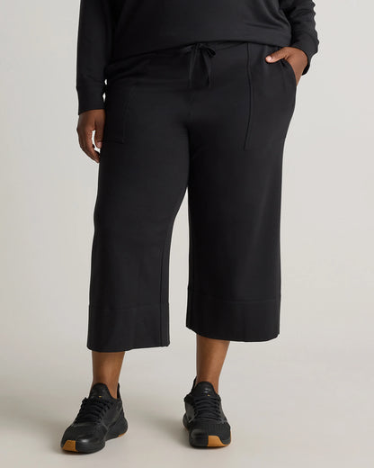 SuperSoft Fleece Cropped Wide Leg Pants - 1X / Heather Grey