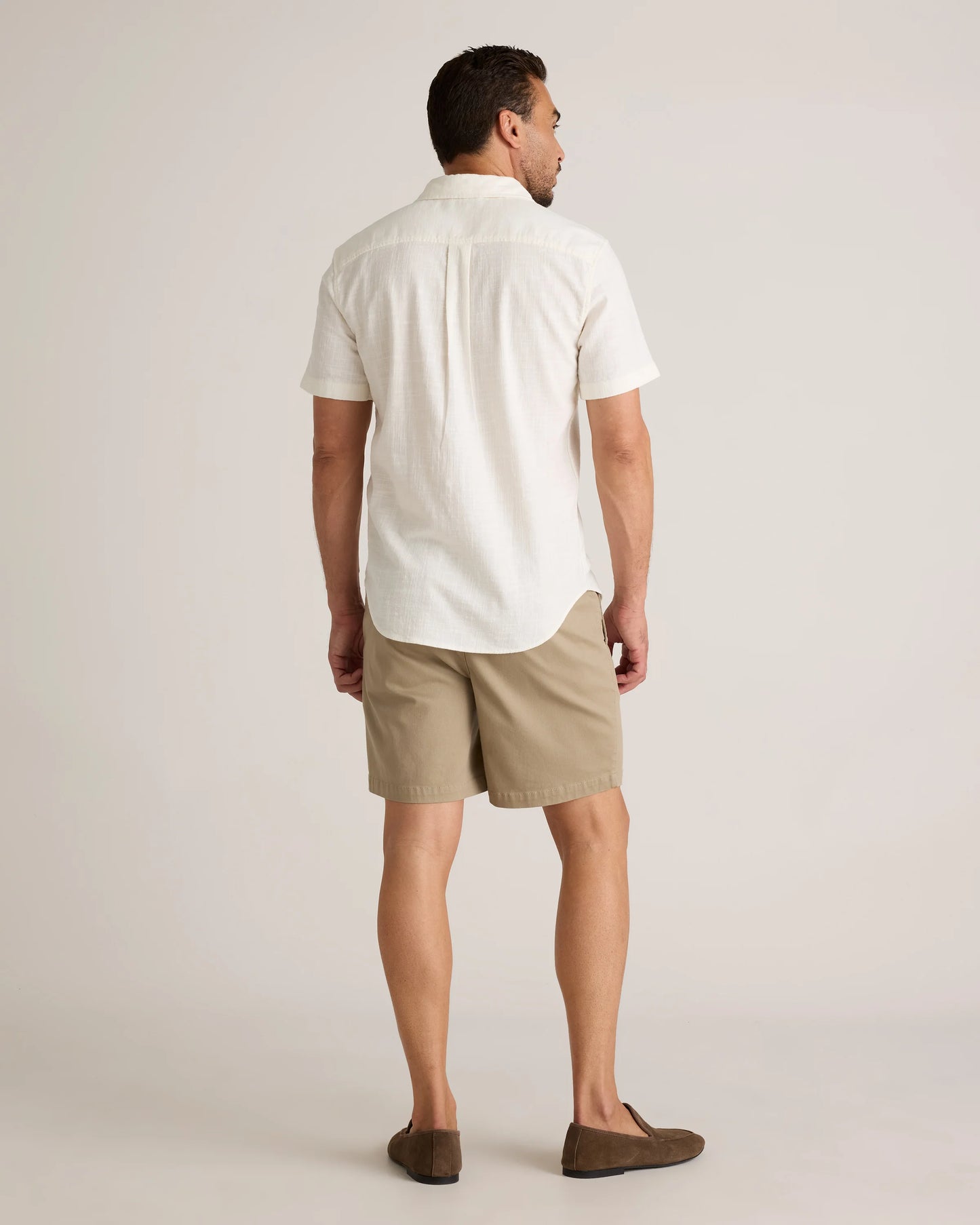 Organic Cotton Stretch Selvage Short Sleeve Shirt - S / Olive
