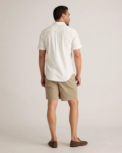 Organic Cotton Stretch Selvage Short Sleeve Shirt - S / Olive