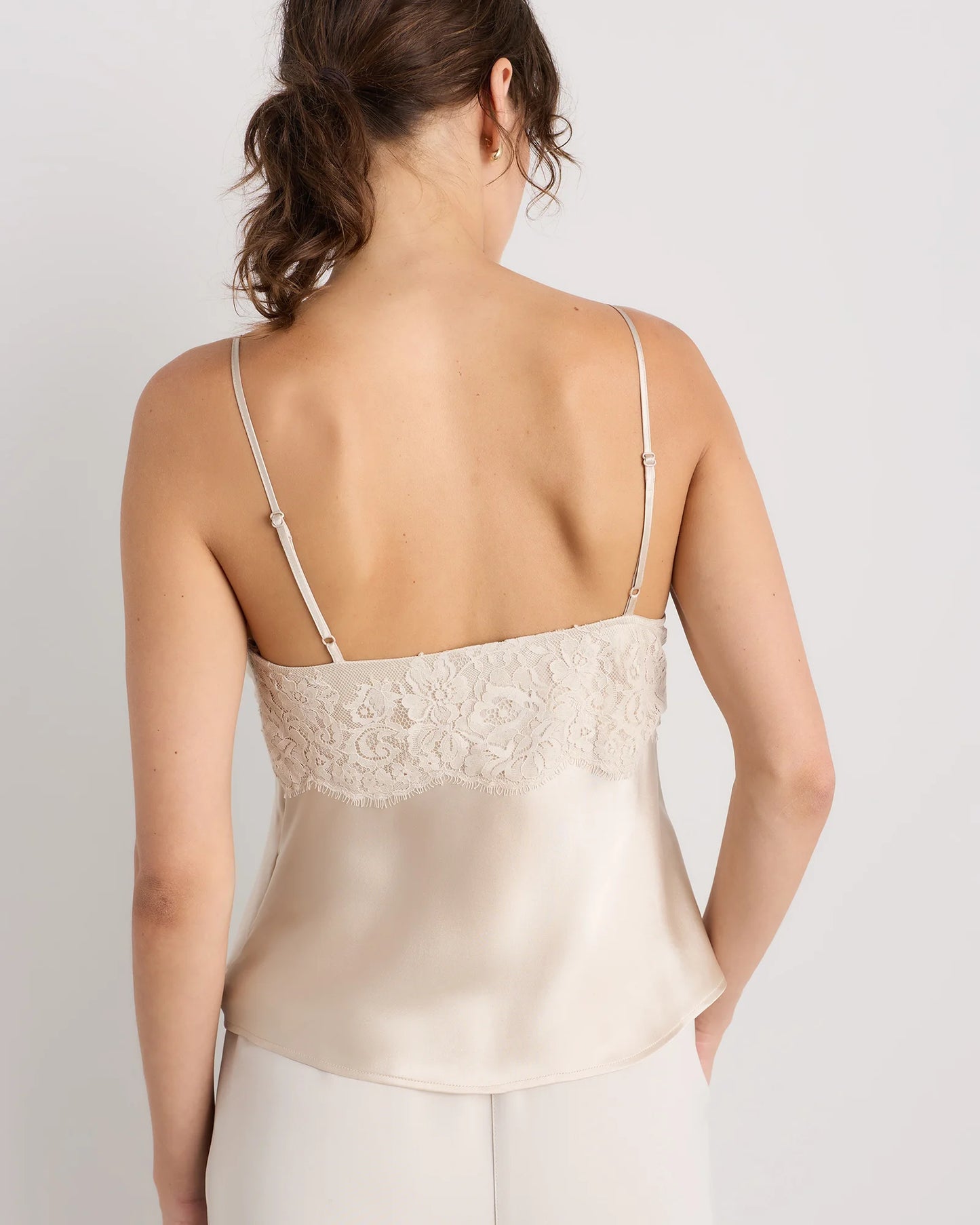 100% Washable Silk Lace Cutout Cami - XS / Black