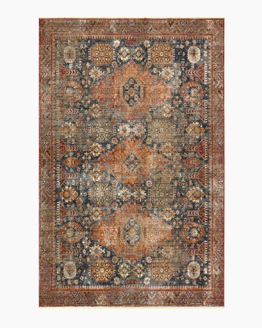 Thea Performance Rug - 5'3" x 7'10" / Rust/Navy