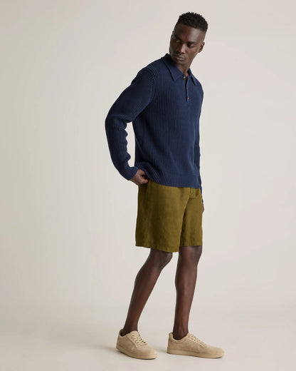 100% Organic Cotton Fisherman Polo Sweater - S / Alabaster