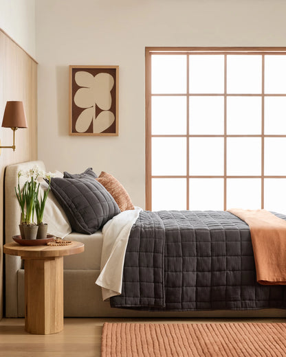 Organic Cotton Gauze Box Quilt - Twin / Mineral