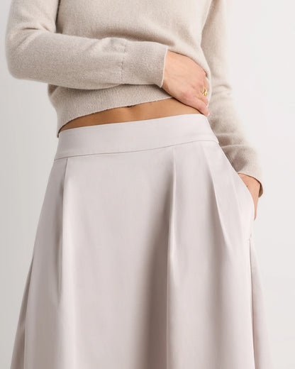 Organic Cotton Sateen A-line Midi Skirt - XS / True Black