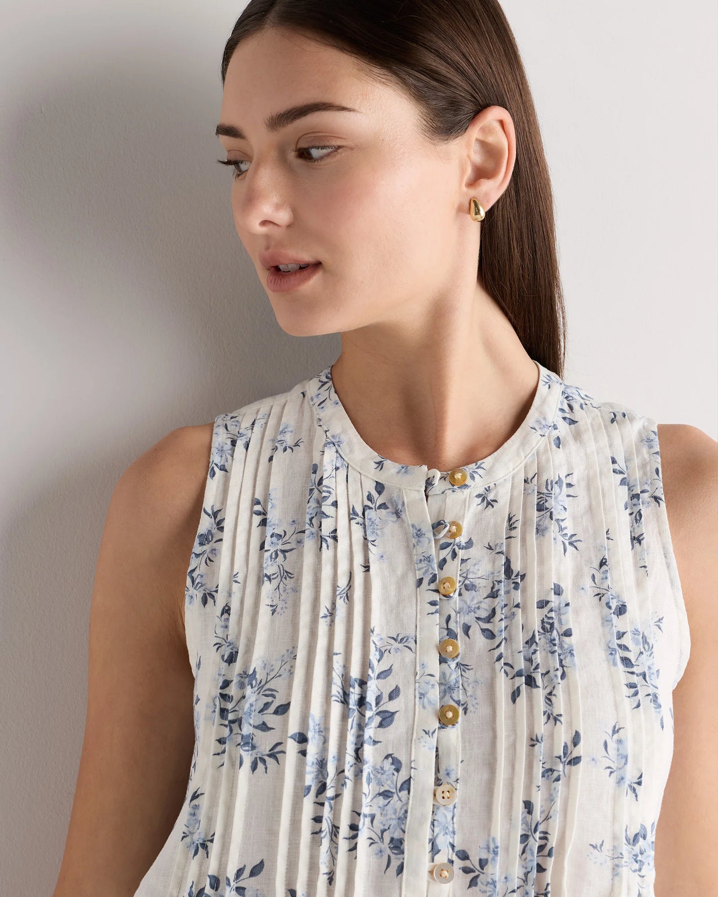 100% European Linen Sleeveless Swing Dress - XS / Classic Mini Gingham