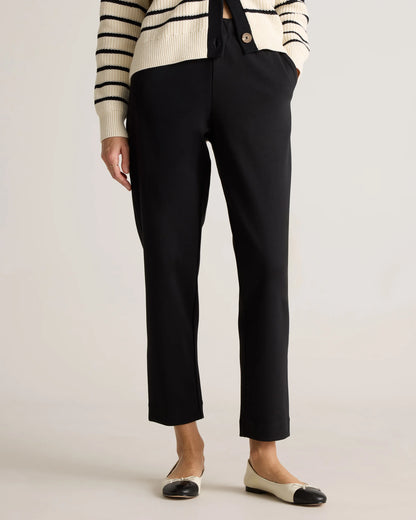 Organic Cotton Double Knit Straight Pants - XS / Soft Camel