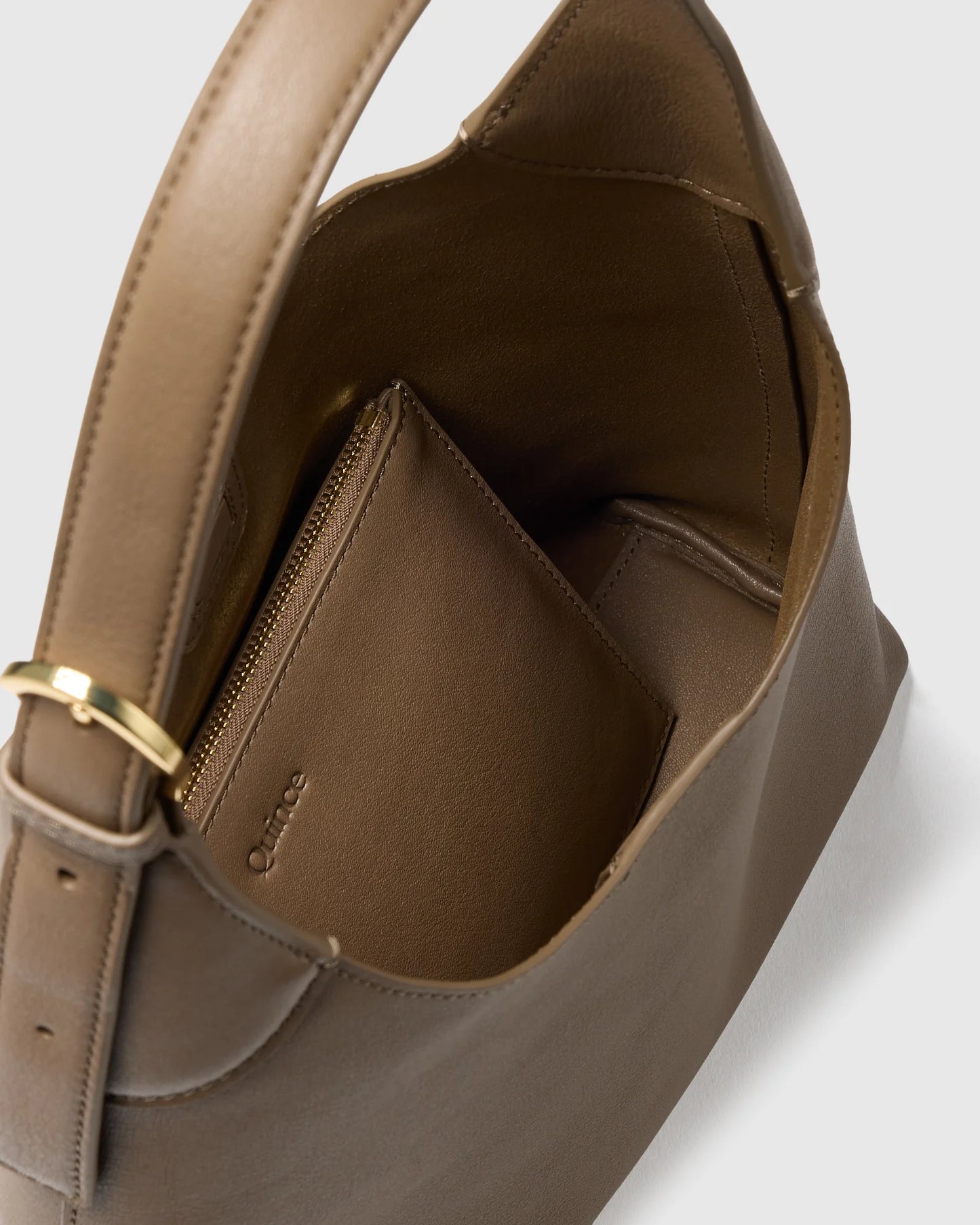 Full-Grain Leather Small Shoulder Bag - One Size / Black