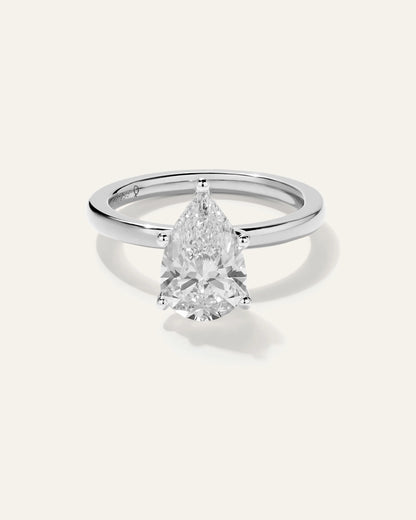 Lab Grown Diamond Pear Comfort Fit Engagement Ring - 2.5ct - 4 / Yellow Gold