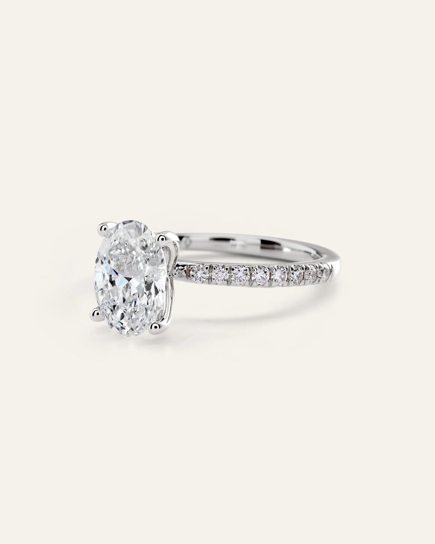 Lab Grown Diamond Oval Petite Pave Engagement Ring - 2.5ct - 4 / Yellow Gold