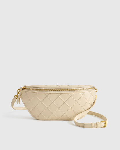 Italian Leather Diamond Stitch Sling - One Size / Cognac