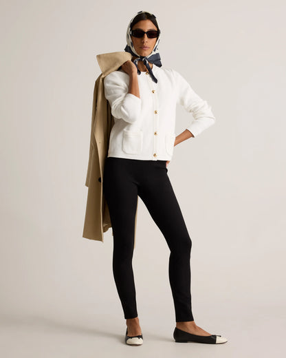 100% Organic Cotton Sweater Jacket - XS / Black/Ivory Colorblock