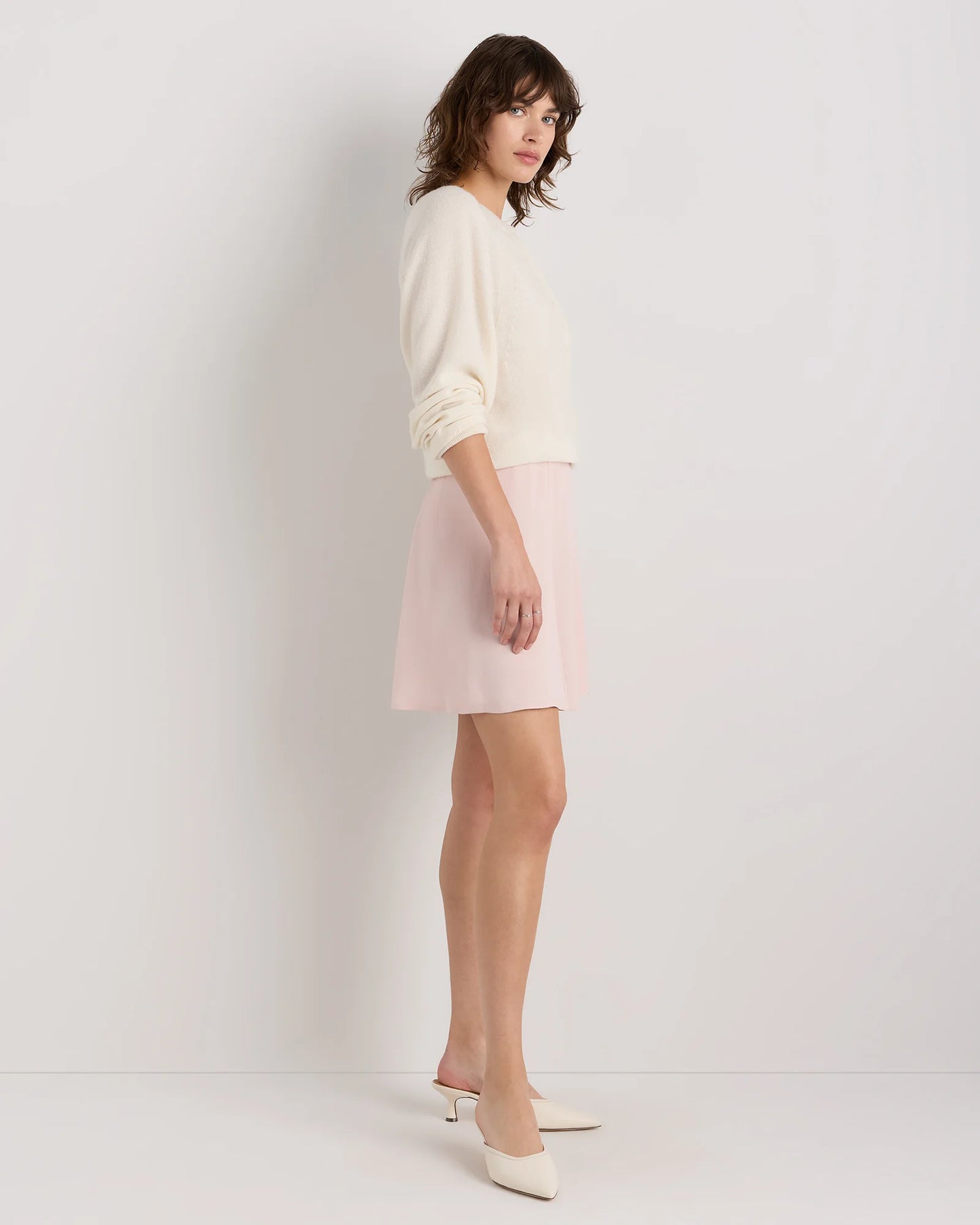 Lightweight Crepe A-Line Mini Skirt - XS / Moonstone Blue
