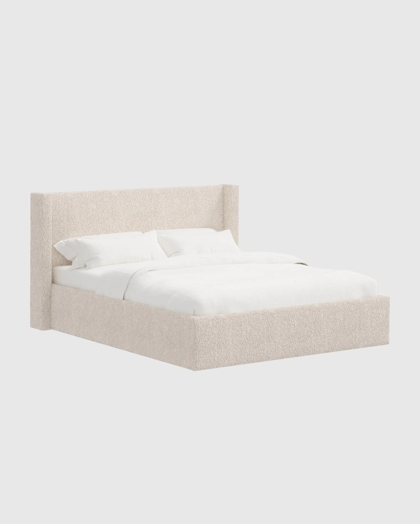 Plush Boucle Wingback Bed - Full / Ivory