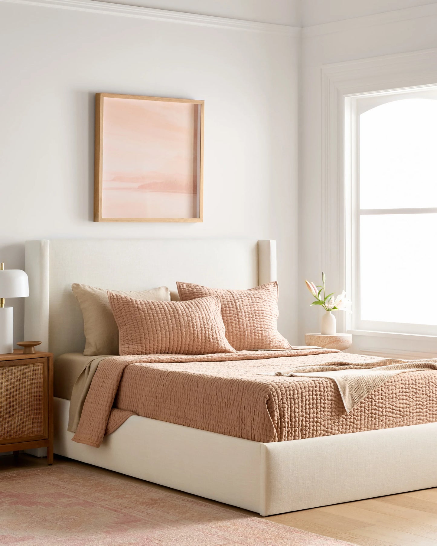 Wingback Bed in Performance Linen Blend - Full / Ivory