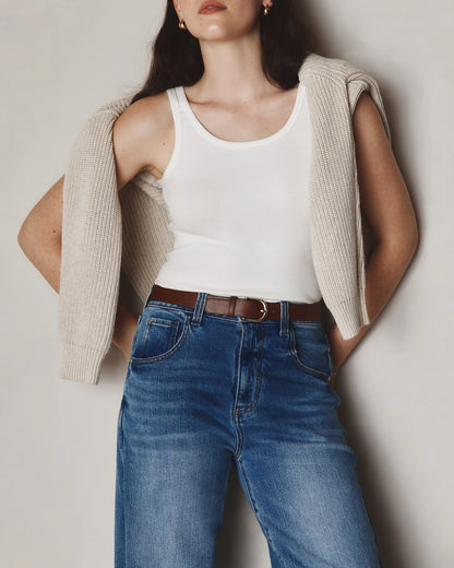 Organic Cotton Micro-Rib Scoop Neck Tank - XS / Moonstone Blue