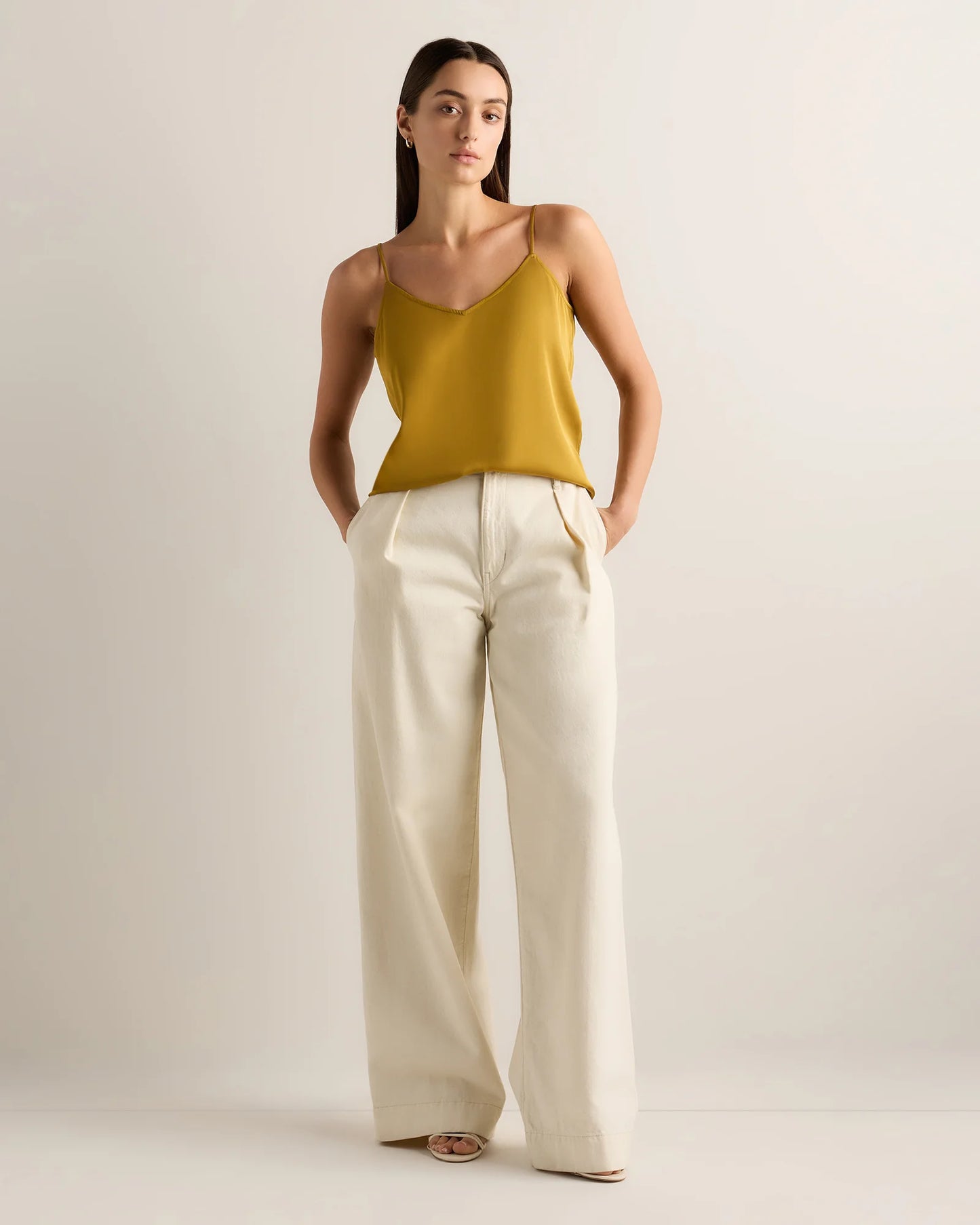 Washable Stretch Silk V-Neck Cami - XS / Ivory