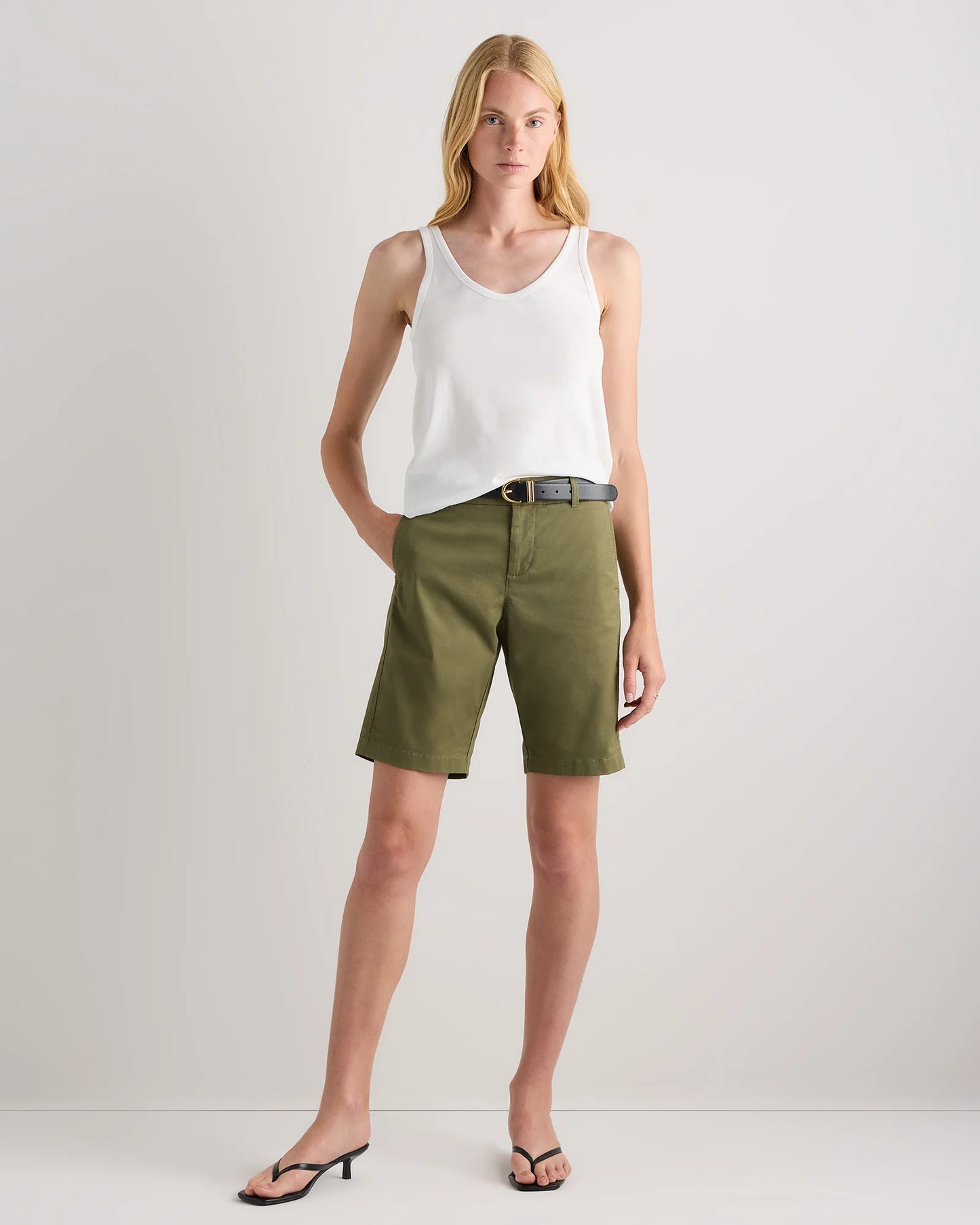 Organic Stretch Cotton Chino Bermuda Shorts - 0 / Bayberry Olive