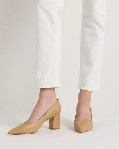 Italian Leather 65mm Block Heel Pump - 5 / Coffee Bean