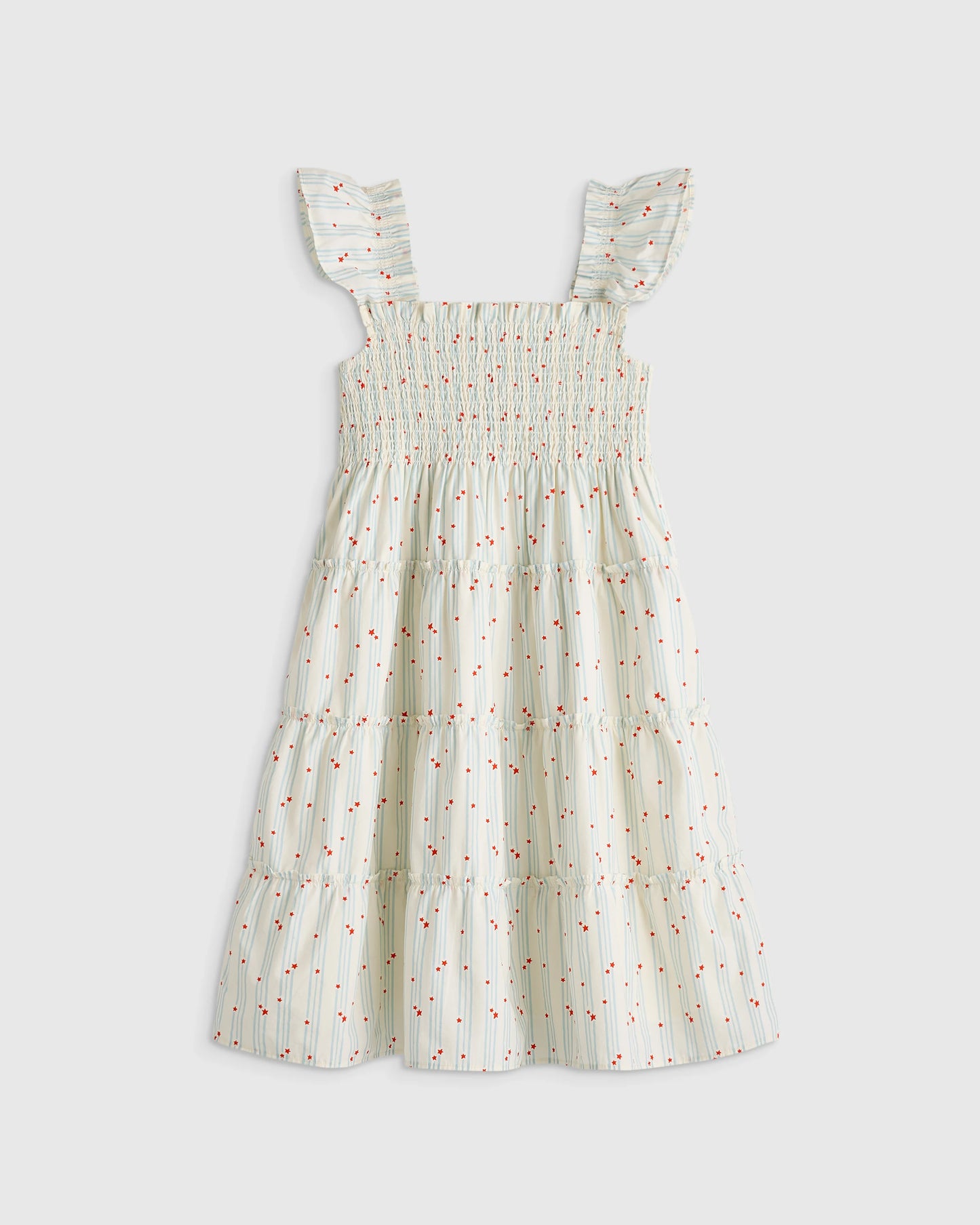100% Organic Cotton Poplin Smocked Dress - 6 / Apricot Ditsy Floral