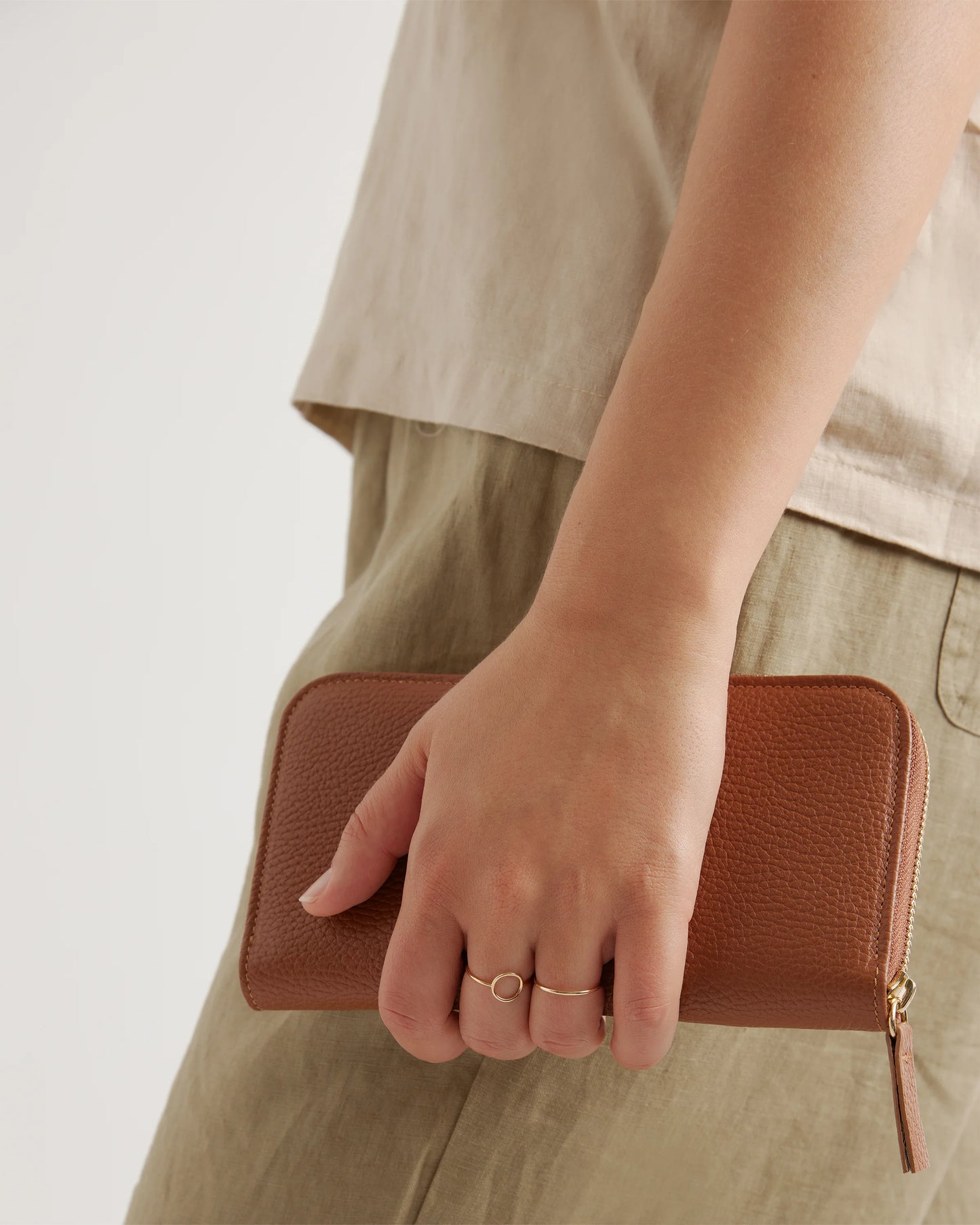 Italian Pebbled Leather Continental Wallet - One Size / Taupe