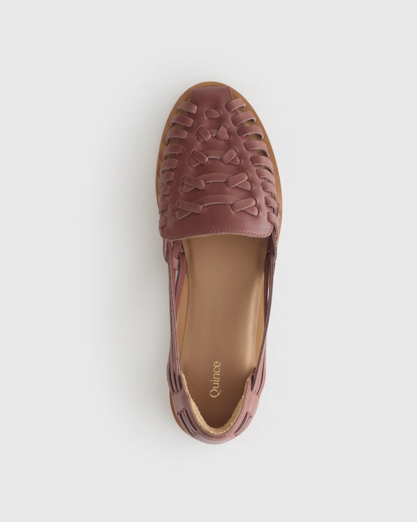 100% Leather Huarache Flat - 5 / Cashew