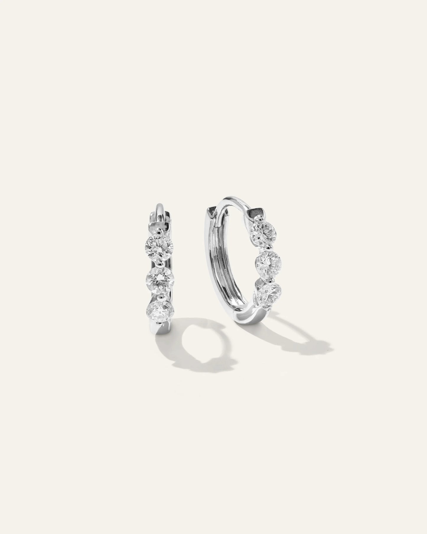 14K Gold Lab Grown Diamond Shared Prong Huggie - One Size / Yellow Gold
