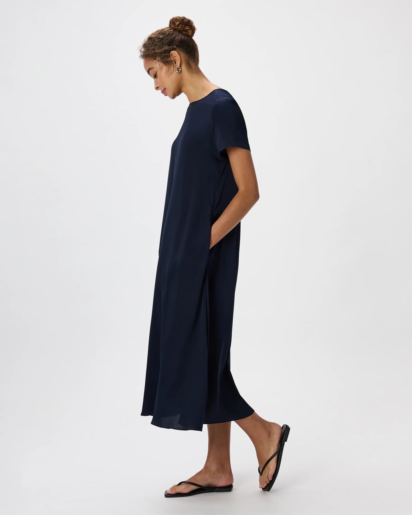 Washable Stretch Silk Voluminous Maxi Dress - XS / Moonstone Blue