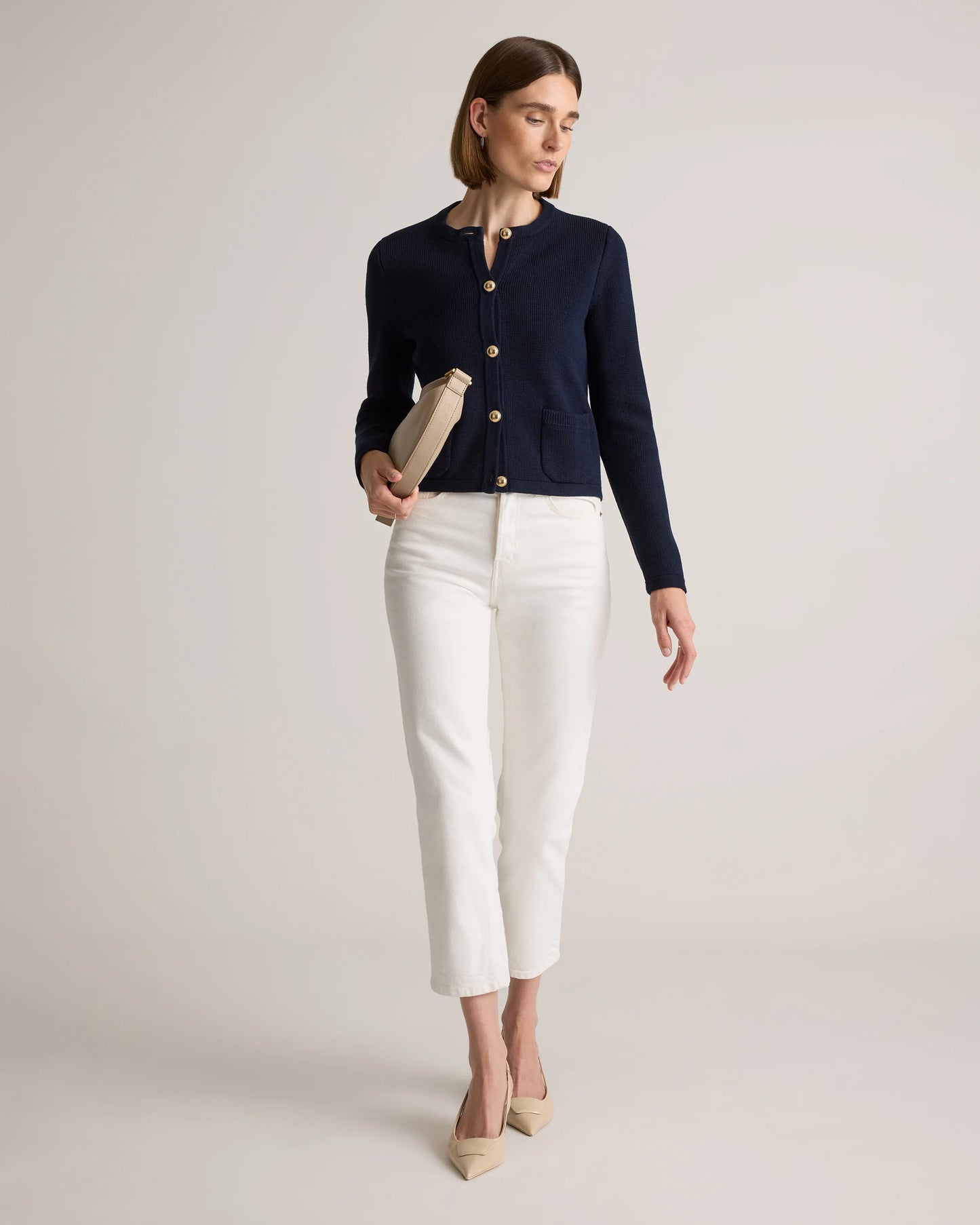 100% Organic Cotton Sweater Jacket - XS / Black/Ivory Colorblock