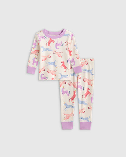 100% Organic Cotton Long Sleeve and Pant Pajama Set - 12-18M / Navy Stripe