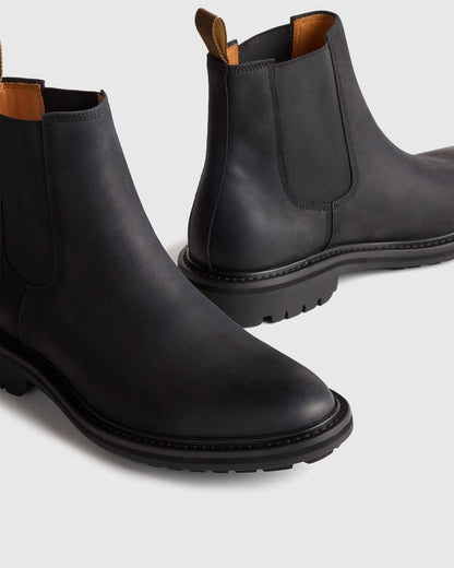 Rugged Leather Lug Sole Chelsea Boot - 7 / Firewood