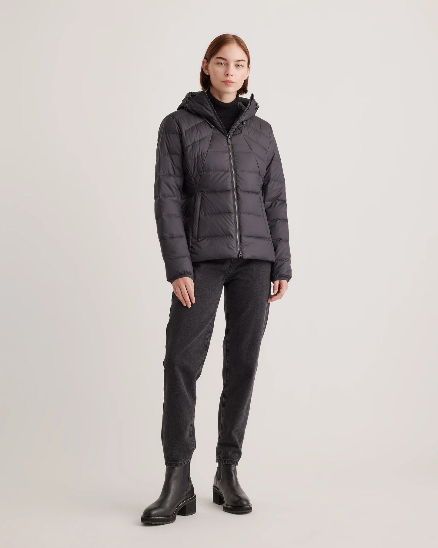Lightweight Down Packable Puffer Hooded Jacket - XS / Navy