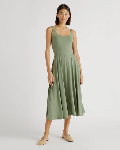 Tencel Jersey Fit & Flare Dress - XS / Dark Olive