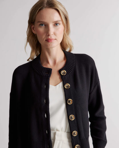 100% Organic Cotton Cropped Cardigan - XS / Heather Brown