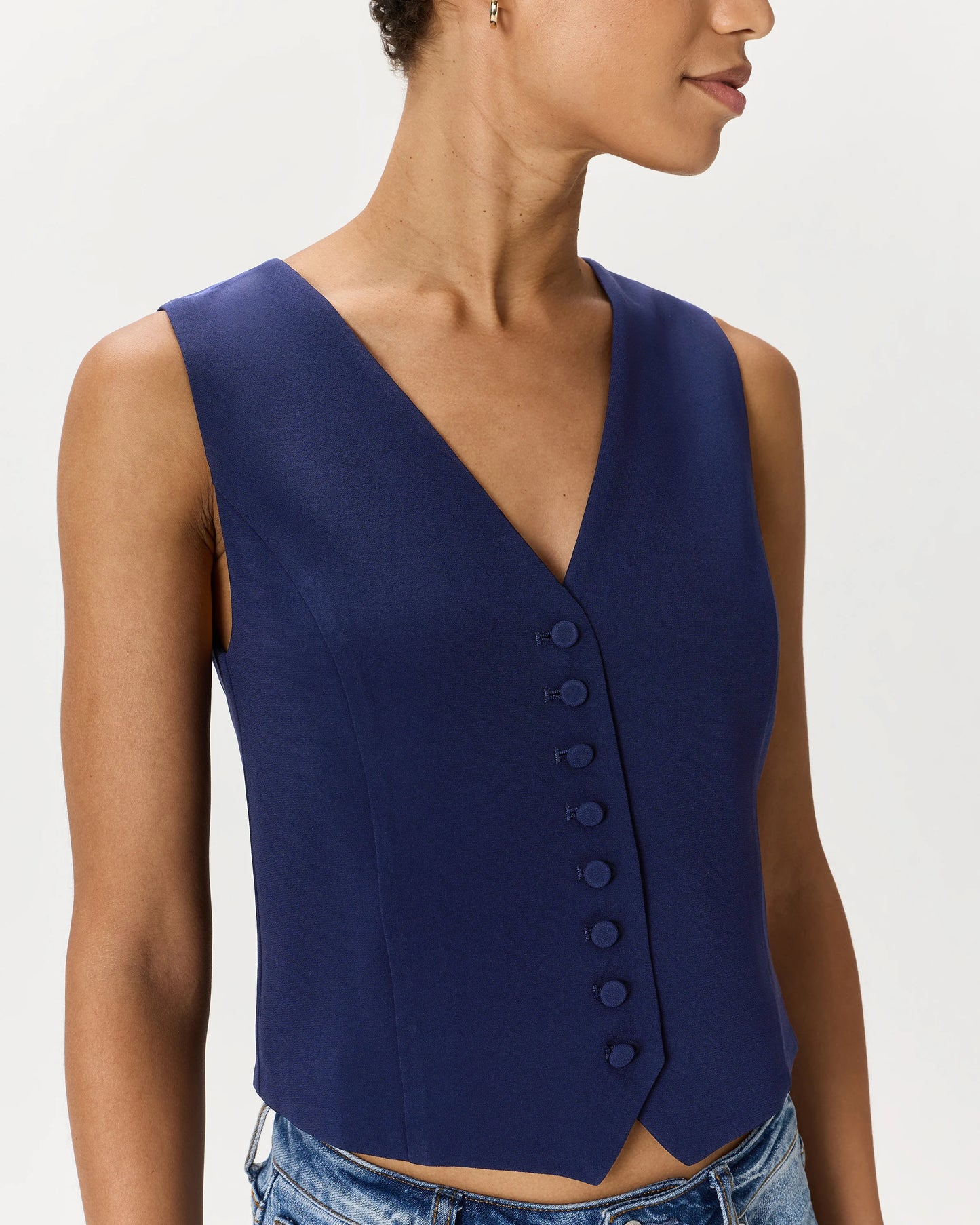 Fluid Crepe Vest - XS / Navy