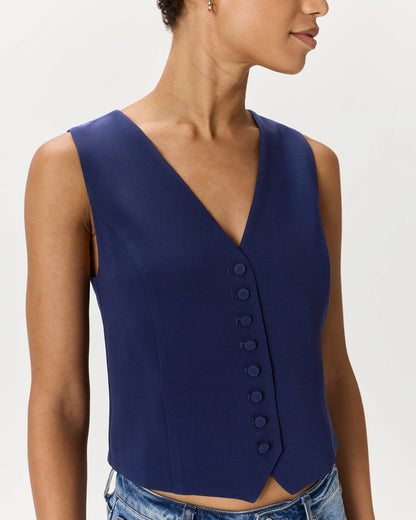 Fluid Crepe Vest - XS / Navy