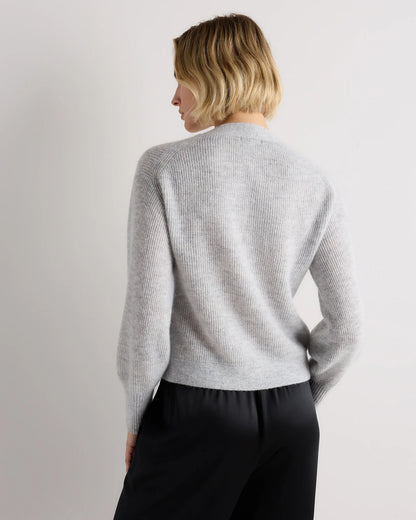 Lightweight Baby Alpaca Cropped V-Neck Cardigan - XS / Smoked Charcoal